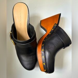 Veronica Beard Black Leather Clog Size 9